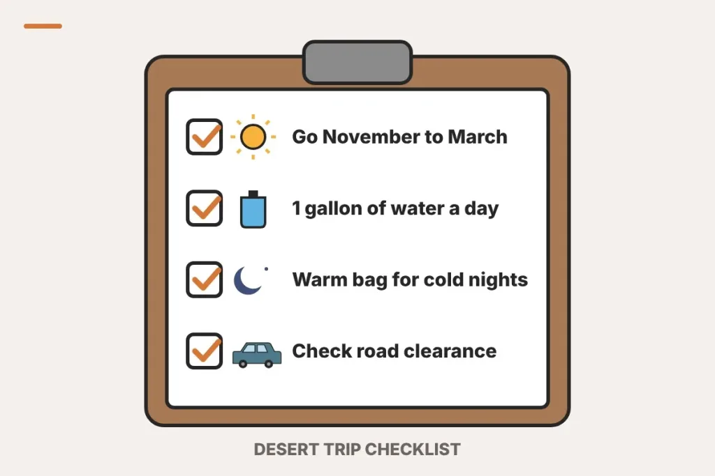 Desert camping trip checklist