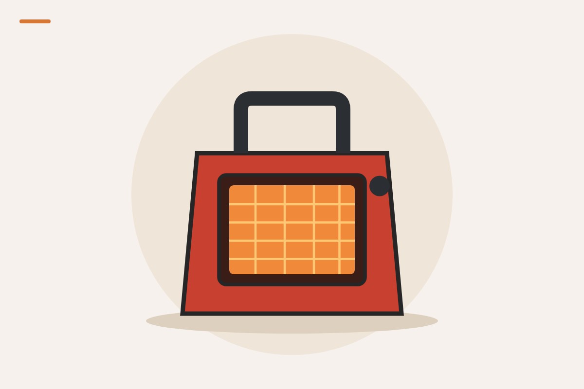 Illustration of a portable propane radiant heater with a glowing ceramic grid